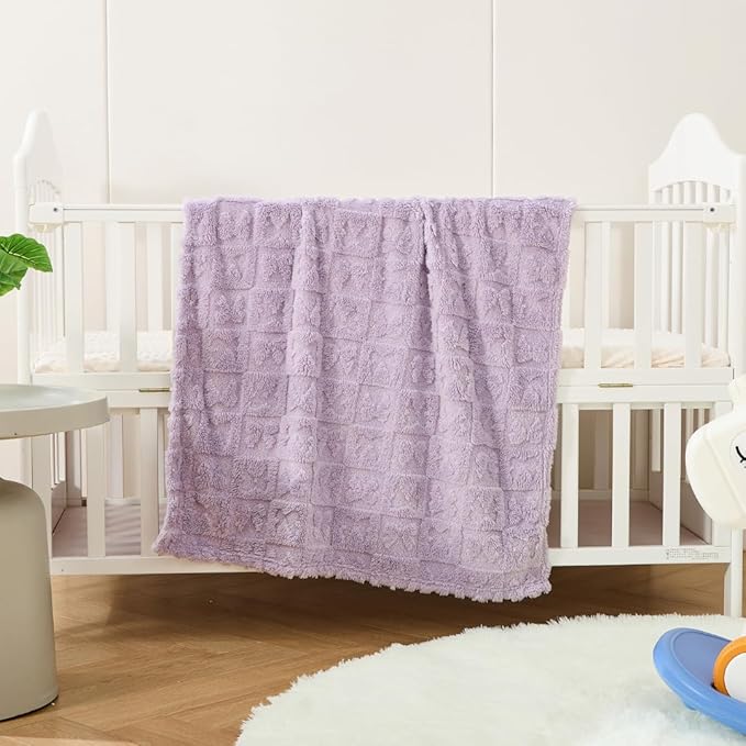 Belle Bow Baby Blanket 30x40 – Ultra Soft Fleece Bow Blanket for Gender Reveal, Cozy Baby & Pet Stroller Blanket for Newborn Infant Toddler (Lavender)