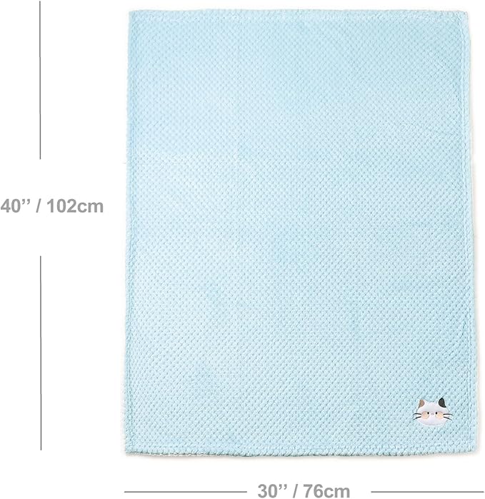 CREVENT 30''X40'' Cute Cozy Fluffy Warm Baby Blanket for Girls Infants Toddlers' Bedding Crib Cot Stroller, Baby Shower Birthday Newborn's Gift Blue- Cat