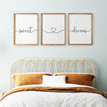 Set of 3 Framed Farmhouse Sweet Dreams Sign 11x14” Above Bed Wall Decor for Bedroom Decor Wall Art Wood Signs (11"x14", Brown)