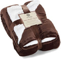 Genteele Sherpa Throw Blanket Super Soft Reversible Ultra Luxurious Plush Blanket, 50 x 60 inches, Brown/White