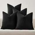 GIGIZAZA Black Velvet Pillow Covers - 16x16 Pack of 4 Decorative Throw Pillows Soft Couch Cushion Luxury Covers for Bed Living Room Accent Elegant Pillow Cases