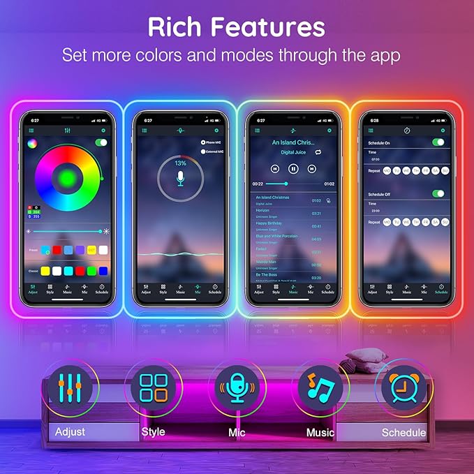 AILBTON 50Ft Neon Rope Lights,Flexible Led Rope Lights Control with App/Remote,Multiple Modes Rope Lights,IP65 Outdoor RGB Led Neons Lights,Music Sync Gaming Led Neon Light Strip for Bedroom Decor
