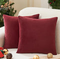 Christmas Burgundy Pillow Covers Set of 2 16x16 Inch Throw Pillow Covers, Soft Velvet Xmas Wine Red Decorative Pillow Covers for Couch Sofa Bed Living Room, Home Modern Decor
