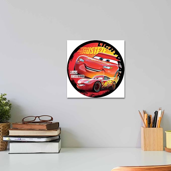 Disney Pixar Cars Lightning McQueen Round Metal Wall Decor - Fun Cars Sign for Bedroom or Play Room