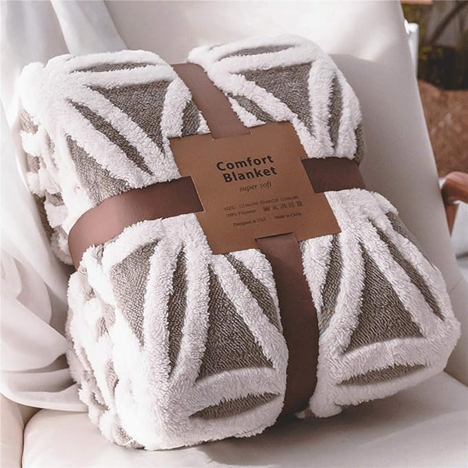 LOMAO Sherpa Fleece Blanket Easter Gifts for Mom Cozy Soft Throw Blanket for Women Men Dual Sided Couch Sofa Bed Blanket (Grey, 71''x 80'')