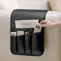Remote Control Holder for Armchair, Couch Recliner Chair Caddy, Non-Slip Arm Chair Caddy for Recliner with 5 Pockets for Table, Ipad, Magazines, Arm Chair Bedside Caddy Storage Organizer (Black)