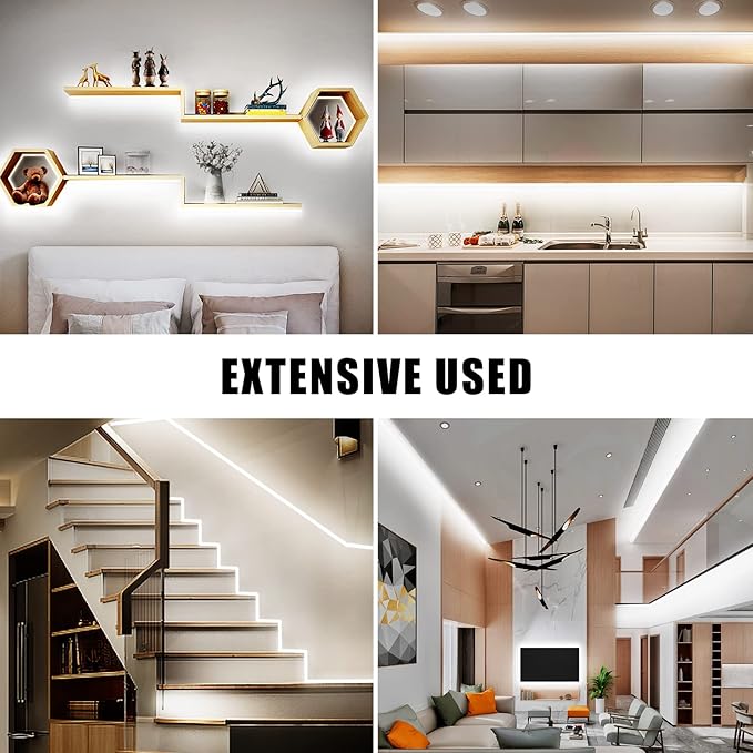 32.8ft 6500K White COB Led Strip Light with RF Remote, Dimmable Ultra Bright Daylight White COB Light Strip, Indoor Led Lights for Kitchen, Bedroom, Cabinet