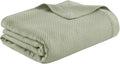 Madison Park 100% Egyptian Cotton Lightweight Summer Blanket, Breathable Waffle Knit Design, Soft Cozy All-Season Throw for Bed, Couch or Sofa, Sage Green King Size (108"x90")