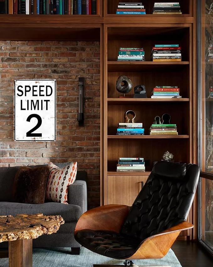 Boys Gifts Retro Tin Sign Speed Limit 2 Sign for Boys Room Man Cave Garage Cars Themed Room Bedroom Vintage Style Wall Art Decor 8 x 12 Inch (3196)