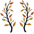 Yuzhuo 2 Pieces Metal Tree Leaf Wall Décor Branch Leaf Wall Art for Indoor Outdoor Garden Home Bedroom Living Room Decorations Iron Scroll Sculptures Above the Bed(Yellow Orange, S)