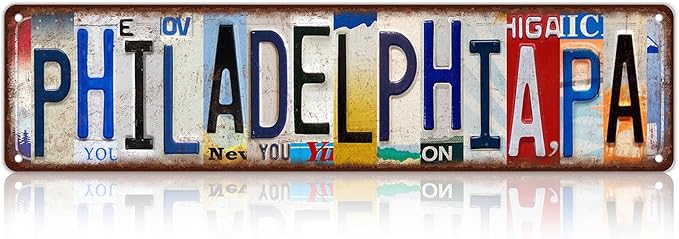 Vintage City Street Sign Philadelphia,PA Wall Decor Metal Tin Signs for Bar Home Bedroom Garage