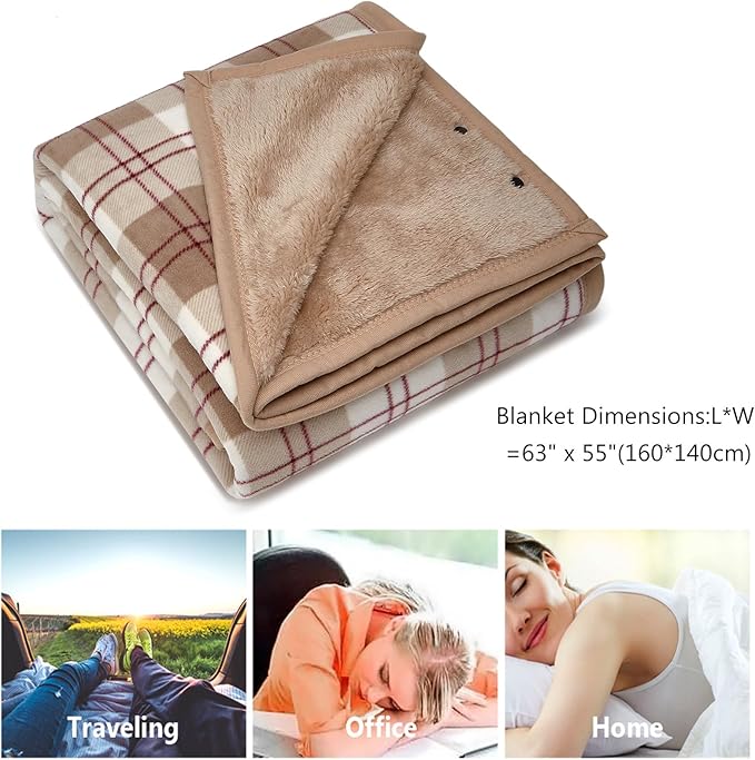 forestfish Fleece Wearable Blanket Oversized, Comfy Lightweight Lap Blanket Poncho Throw with Buttons, 63“x 55”(Brown)
