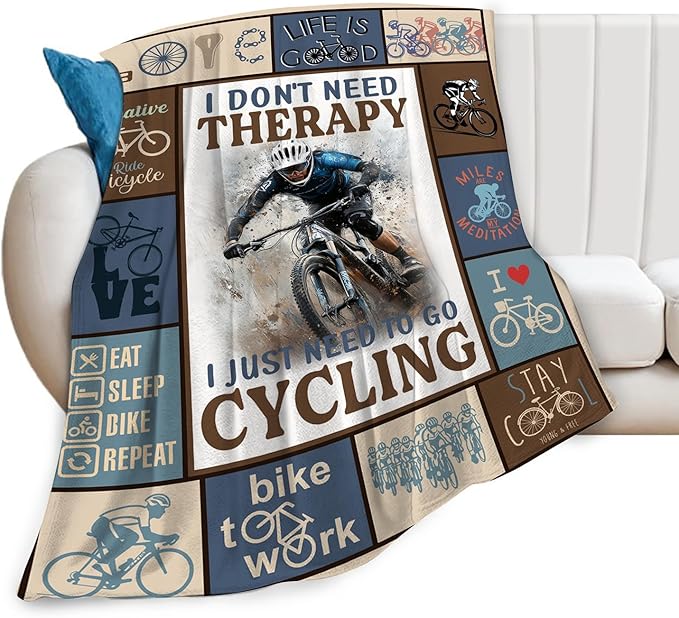 Bicycle Cycling Blanket Mountain Bike Throw Blanket Decor Stuff Cozy Flannel Fleece Soft Plush Fuzzy Warm Lightweight Bedding Gifts for Women Girls Kids 80"X60"