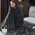 Heated Blanket King Size, Faux Fur Cozy Heating Blanket with Overheat Protection, 1/2/4/6/8 Hours Auto-Off 10 Heat Level, Machine Washable (90x100 Inches, Darkgrey)