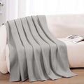100% Cotton Blankets for Bed - Waffle Weave Blankets for Summer, Lightweight and Breathable Soft Woven Blanket for Spring (Light Grey, Throw (50" x 60"))