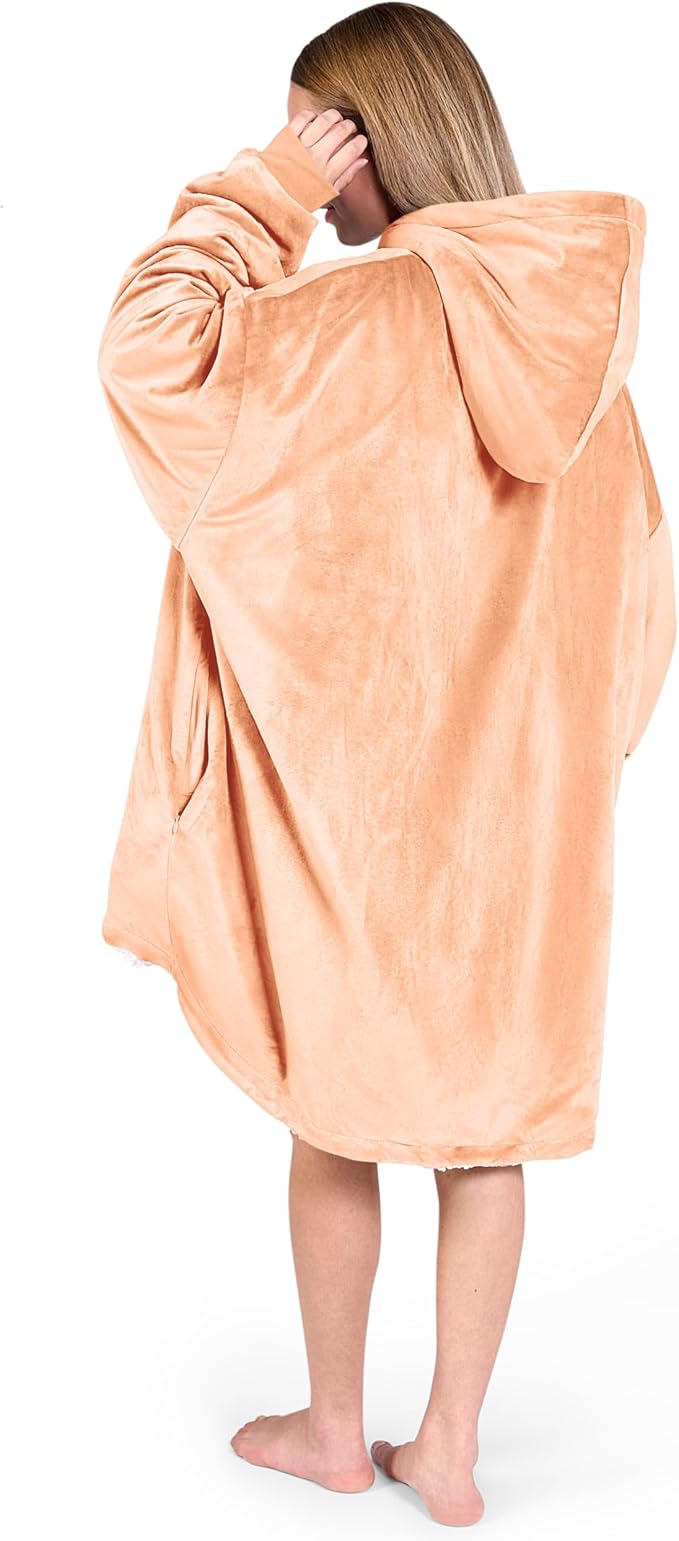 Bare Home Wearable Blanket Hoodie - Soft Plush Sherpa - Warm and Cozy - Oversized Wearable Blanket - Adult & Kid Sizes