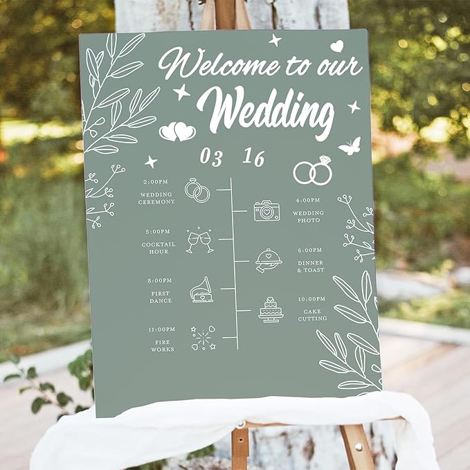 HLNIUC Welcome To Our Wedding Mirror Stickers Double-Sized 2Pcs,DIY Vinyl Lettering Wedding Wall Decal,Bride And Groom Names Decals for Mirrors Window Sign Marriage Decoration(Classic Style,White)