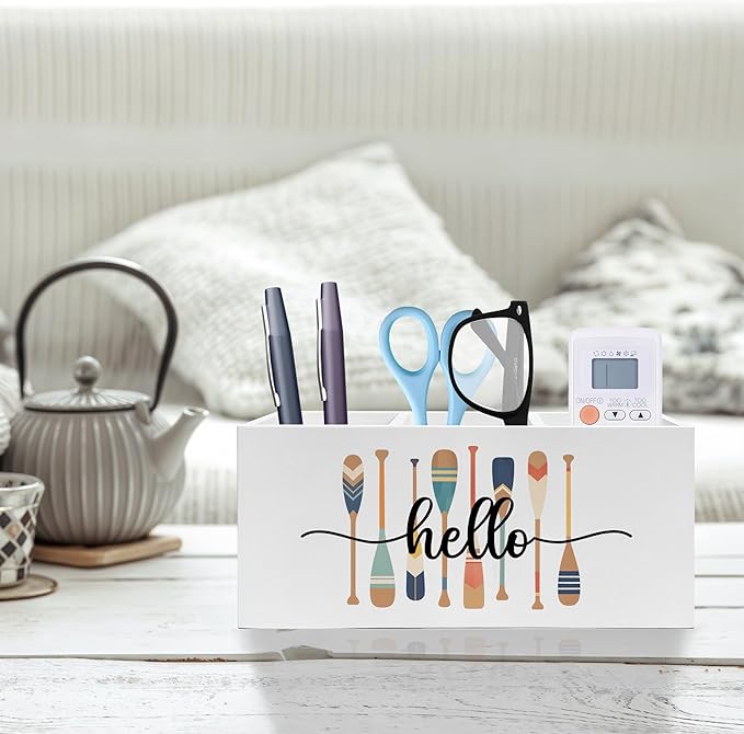 Lake Decor Pen Pencil Holder, Lake House Decor, Lakes Gifts for Women Men, Retro Colorful Paddle Pencil Pen Holder Organizer for Home Office Desk Accessories