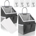 2pcs Wall Hanging Baskets for Organizing, Hanging Storage Bag as Over the Door Organizer, Wall File Organizer, Rv Storage and Organization. For Bedroom, Office, Camper (Black-Upgraded)