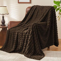 BEDELITE Brown Throw Blanket Twin Size for Bed- Super Soft and Warm 3D Checkered Fluffy Fuzzy Fleece Blanket, Luxurious Plush Cozy Blanket for Room Decor Fall and Winter, 60x80 inches