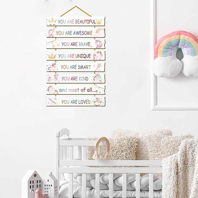 Rutiyoka Unicorn Wall Art for Girls' Bedroom - Inspirational Decor for Kids' Room & Nursery