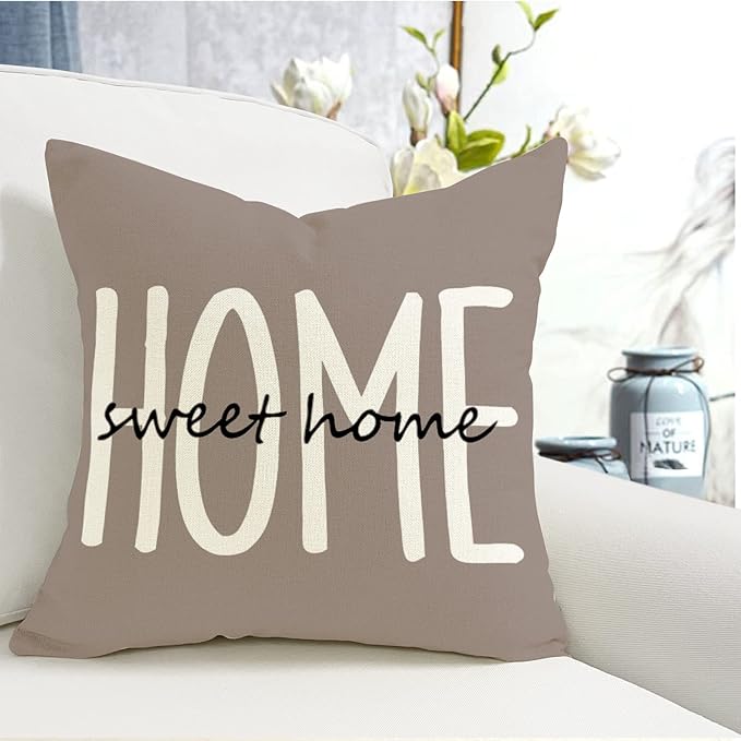 YCOLL Farmhouse Pillow Covers 20x20 Set of 4 Throw Pillow Covers Rustic Linen Decorative Pillows Square Cushion Covers for Couch Sofa Bedroom Home Decor