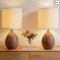 18.5" Table Lamp Set of 2 for Living Room Bedroom, Bedside Lamps for Night Stands, Desk Nightstand Lamp Dimmable, Modern Linen Cream Ceramic Lamps (Coffee)