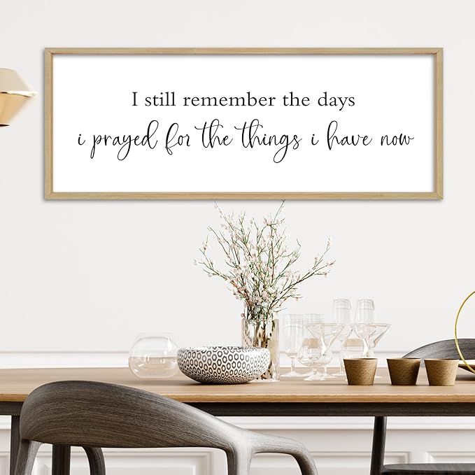 I Still Remember the Days I Prayed Sign 40''×15'' Bible Verse Wall Decor Home Bedroom Scripture Large Rustic Farmhouse Inspirational Wood Framed Plaque Wall Hanging Art (Wood)