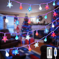 JMEXSUSS Red White and Blue Lights Plug in, 100 LED 33 FT Globe Star String Lights Indoor, USB 4th of July String Lights for Independence Day Patriotic Decoration