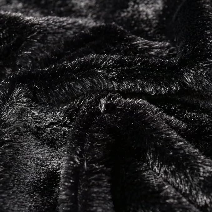 YUSOKI Black King Faux Fur Winter Blanket,2 Layers,90"x104",Without Pillows Big Soft Plush Fuzzy Large Warm Fluffy Blanket for Bed