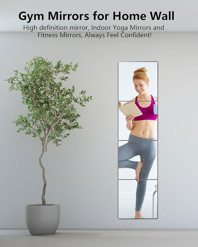Shatterproof Peel And Stick on Mirror Tiles for Wall Decorative, 8 pcs 14”x14” Unbreakable Small Mirrors For Wall Classroom Decor, Toddlers Mirror for Kids Bedroom, Plastic Door Adhesive Mirrors