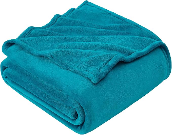 Hansleep Fleece Blanket Twin Size Teal, Soft Cozy Twin Blanket, Fuzzy Flannel Blanket for Bed, Sofa, Couch, Travel, Camping, Teal, 60x80 Inches