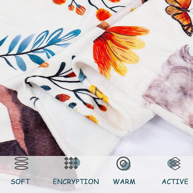 Dog Floral Flower Throw Blanket Gift for Dog Lover Blanket Dogs Themed Flannel Fleece Cozy Fuzzy Plush Throw Blankets for Home