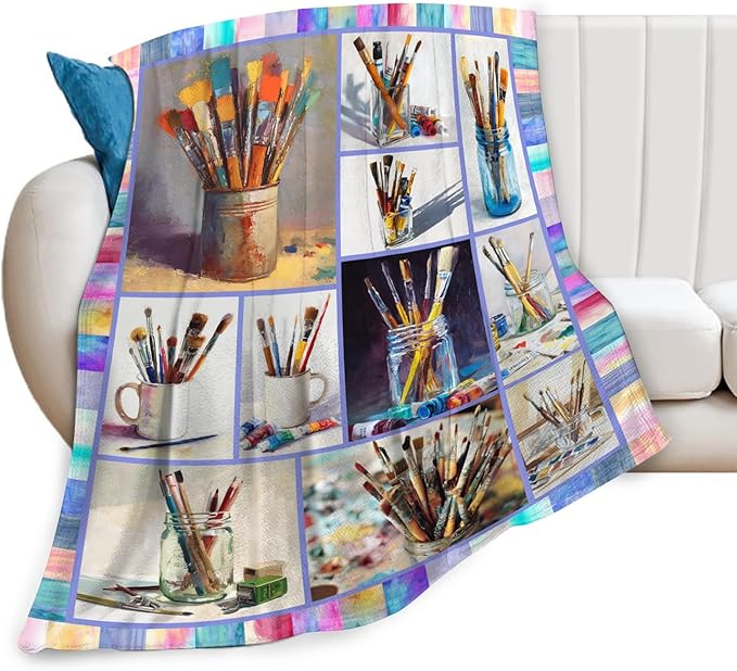 Artist Gifts Blanket for Girls Women Men Adults Soft Cozy Fleece Art Teacher Throw Blankets Warm Flannel Plush Stuff Lightweight Decorative for Couch Bed Sofa 60"X50"