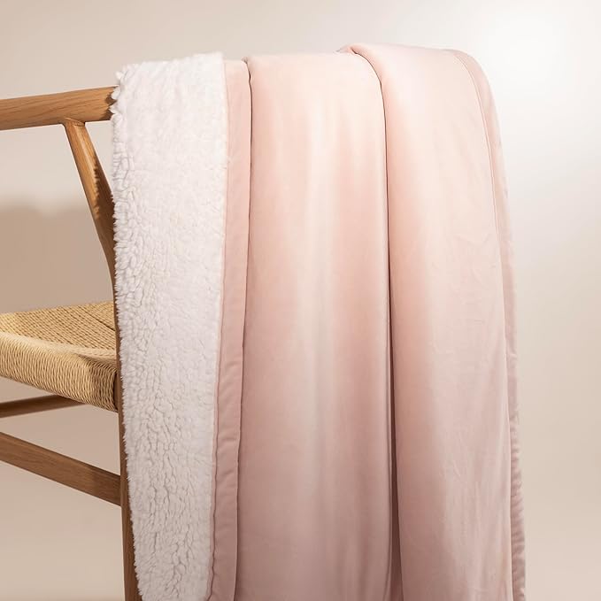 UGG Bliss Throw Blanket Plush Soft Fleece Fluffy Blankets for Bed or Couch Oversized Warm Reversible Machine Washable Medium Weight Home Decor Giftable Throw, 50-inch x 70-inch, Quartz Pink