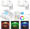 3 Pack Picture Lights for Wall, 13 RGB Color Rechargeable Battery Operated wall lights, Picture Frame lights with 3 Lighting Modes, Wireless Magnetic Painting Light with Remote Control Timer, (White)