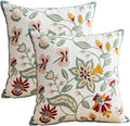 YIcabinet Pack of 2 Throw Pillow Covers,Plants Embroidered Pillow Case Soft Decorative Pillowcases for Home Sofa Couch 18x18 Inch