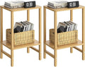 Side Table End Table Tall Night Stand 2-Tier 2 Pack for Living Room Bedroom Bathroom Office Furniture Natural