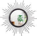 Large Sunburst Wall Mirror Boho Home Decor Round Wall Art Mirror Modern Metal Hanging Mirror Bathroom Bedroom Hallway Balcony Vanity Living Room Entryway Black 20"