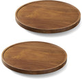 2 Pack 10" Acacia Wood Lazy Susan Turntable Organizer for Cabinet, Round Serving Tray Decorative Tray Vintage Centerpiece Candle Holder Tray, Farmhouse Tray for Kitchen Countertop Coffee Table Decor