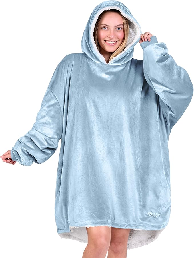 Bare Home Wearable Blanket Hoodie - Soft Plush Sherpa - Warm and Cozy - Oversized Wearable Blanket - Adult & Kid Sizes