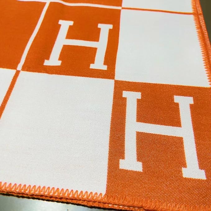 h Blanket Soft Throw Blanket Faux Fleece Cashmere Plaid Warm Shawl Thick Knitted Plush Cozy Comfy for Women Throw Blanket for Sofa Couch Bed Queen King Size 55x66 in (Red Orange)
