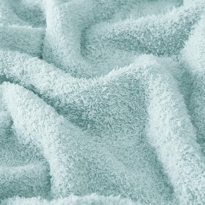 CYMULA Knit Throw Blanket for Couch Sky Blue - Super Soft Lightweight Plush Fuzzy Fluffy Cozy Blankets and Throws for Sofa Bed, 50 x 60 inches