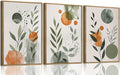 Wodkwq 3 Piece boho Abstract Botanical Canvas Wall Art Framed,Minimalist Watercolor Wall Art,Modern Nordic Wall Decor,Green,Orange,Sage Green,Prints For Living Room,Bedroom,Office 16x24in
