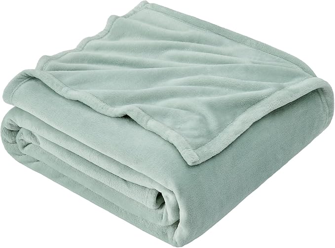 Hansleep Fleece Celadon King Blanket, Super Soft Flannel Fuzzy Plush Cozy Blanket for All Seasons, Celadon, King 90x108 Inches