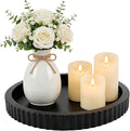 Modern Decorative Tray for Coffee Table, 11" Wooden Black Round Small Decor Tray for Candle, Perfume, Vanity, Kitchen Island Counter & Table Centerpiece