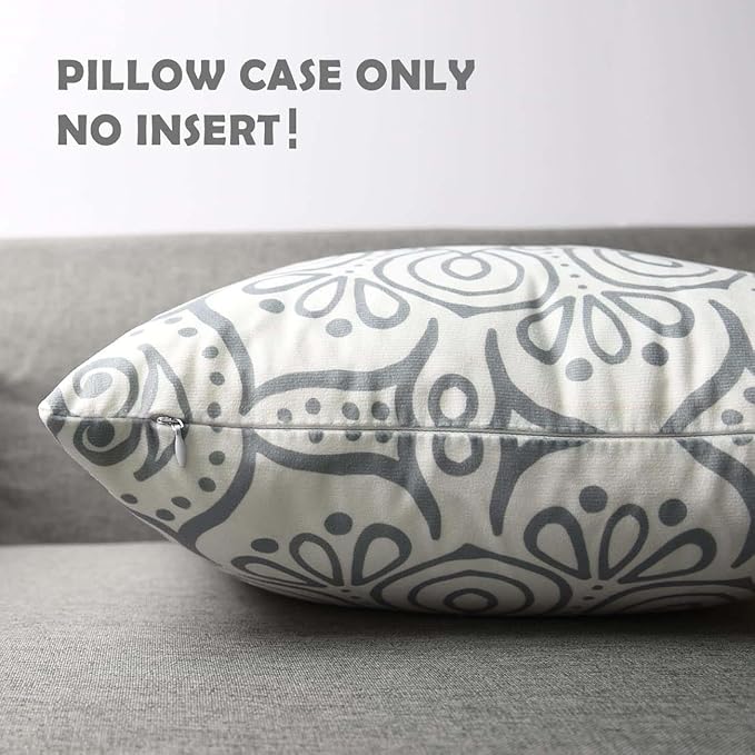 Coliuso Decorative Throw Pillow Covers 18x18 Set of 4, Grey and White Modern Simple Square Pillow Case Cushion Cover for Sofa Couch Farmhouse Outdoor Living Room (Gray and White, 18" x18")