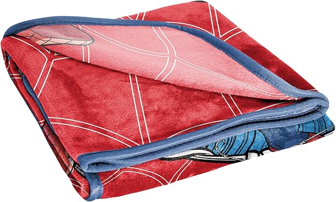 Jay Franco Kids Plush Throw Blanket – Soft & Cozy Fleece Throw for Bedroom & Couch Décor, Official Licensed Product, Red - Spiderman, 40x50 - Travel Blanket