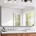 FORBATH 60x36 Inch Silver Bathroom Mirror for Over Sink, Large and Wide Rectangular Wall Mirror with Metal Frame, Rounded Corners for Bathroom, Bedroom, Entryway Decor (Horizontal or Vertical)