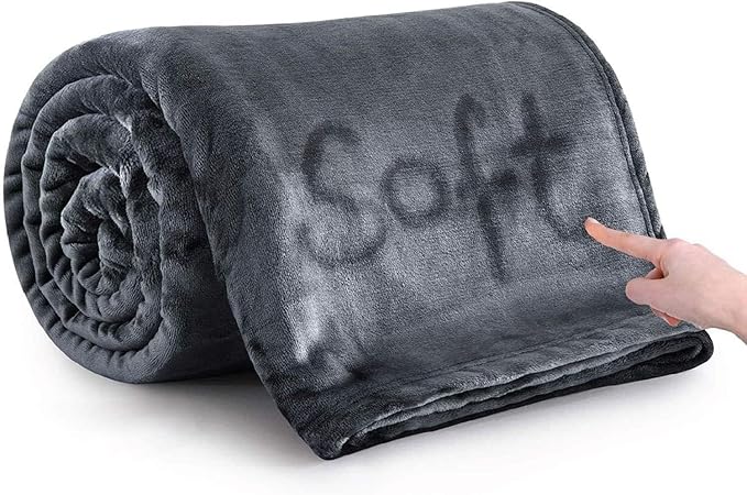 MOONLIGHT20015 Fleece Blanket Twin Size - Super Soft Cool Fuzzy Dark Grey Throw Blanket for Couch and Sofa - Lightweight Luxury 400 GSM Microfiber Fluffy Bed Blankets and Throws, 60 x 80 Inches (Twin)